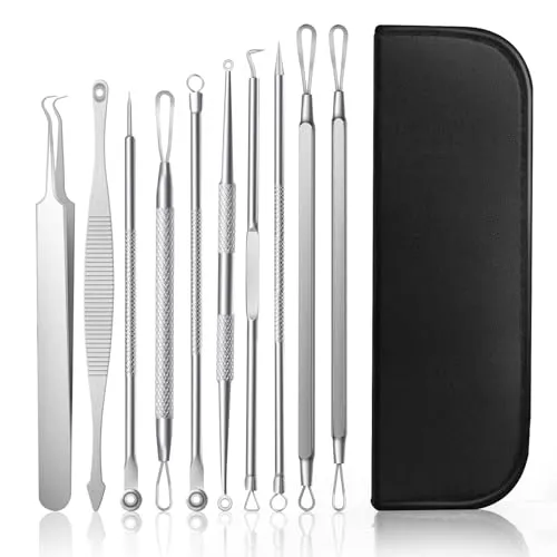 AiQlnu 10 Stücke Mitesserentferner Komedonenquetscher Set