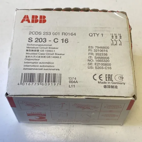 ABB S203-C16 Sicherungsautomat C-Char.,6kA,16A,3P