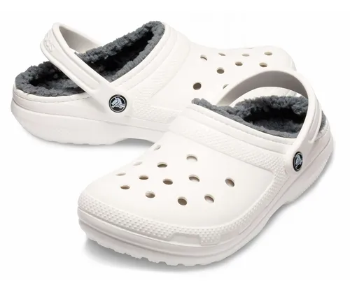 Crocs Classic Lined Clog - Sandalen für Herren M6/W8 | EU 38-39 - Bequeme Clogs mit wärmendem Innenfutter, ideal für Freizeitaktivitäten. Farbe: Weiß, isolierend und leicht - der perfekte Begleiter für kühle Tage!