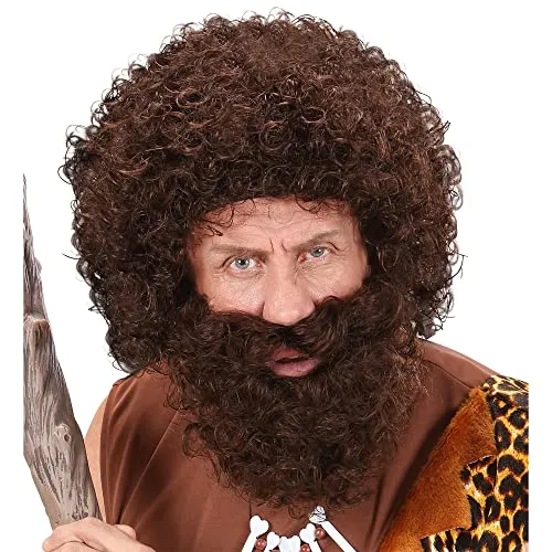W WIDMANN MILANO Party Fashion - Perücke mit Bart, gelockt, Kunsthaar, Lockenperücke, Lockenkopf, lockige Haare