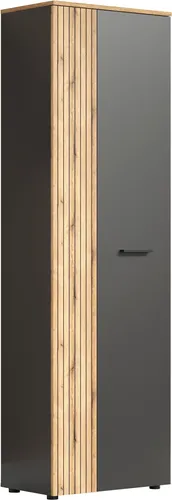 trendteam smart living Esteban Garderobenschrank - Drohnen - Moderner Kleiderschrank in eleganter Rillenoptik mit ausziehbarer Kleiderstange für schnellen Zugriff und großem Stauraum.