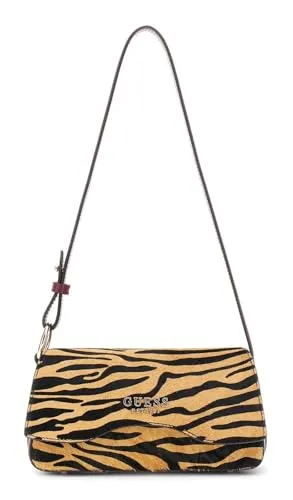 GUESS Umhängetasche Schultertasche Domitilla Flap Shoulder Bag Zebra hellbraun