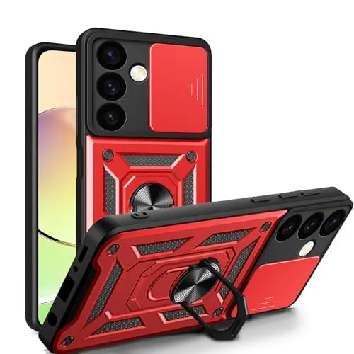 Handyhülle Kompatibel mit Samsung Galaxy S24+ | Stoßfest & Kratzfest | Mit Kameraschutzring, Anti-Fingerabdruck & robuster Panzer-Design | Rot