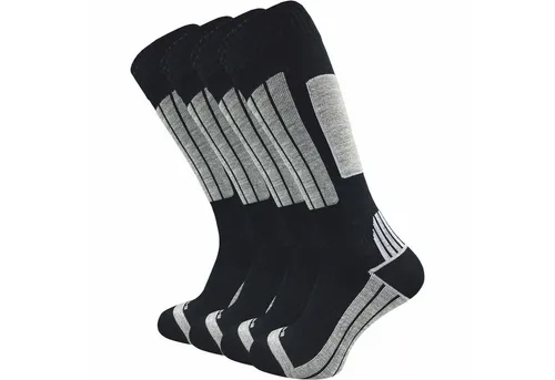GAWILO Herren Skisocken (4er-Pack) - 20% wärmende Wolle - Skisocken für Herren mit spezieller Polsterung für hohen Tragekomfort. Der Materialmix hält Ihre Füße warm und trocken, ideal für kalte Tage auf der Piste.