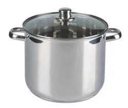 Jürgen Westerholt 14 Liter Edelstahl XL Großraumtopf - Kochtöpfe mit energiesparendem Induktionsboden, ideal für große Mengen und alle Herdarten, inklusive Glasdeckel mit Dampfabzug.