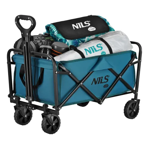 NILS CAMP NC4306 Faltbarer Bollerwagen – Praktischer Handwagen für Strand und Camping - Der NILS CAMP NC4306 ist ein leichter und robuster Transportwagen mit 70L Fassungsvermögen. Ideal für Ausflüge, Camping oder den Alltag – alles lässt sich bequem und platzsparend transportieren. Schnelles Faltsystem für einfache Handhabung!
