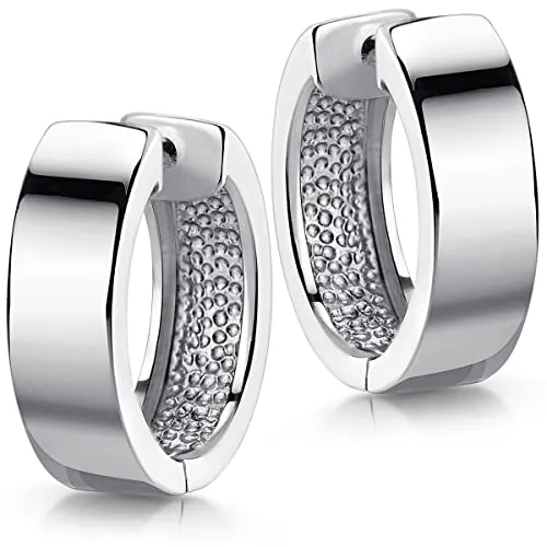 MATERIA Creolen Ohrringe 18mm Silber - 925 rhodiniert - Ohrringe für Herren, zeitloses Design aus 925 Sterlingsilber, ideal für jeden Anlass mit praktischen Klappverschlüssen und hautfreundlichem Material.