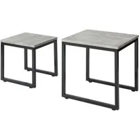 SoBuy FBT42-HG 2er Set Couchtisch Beistelltisch - Stilvolles 2-teiliges Tisch-Set in Grau, ideal für Snacks und Getränke. Flexibel nutzbar als Einzel- oder Kombinationstisch für Ihr Wohnzimmer.