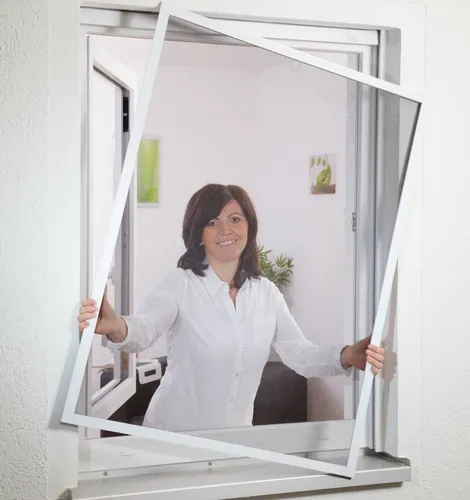 Fliegengitter Fensterbausatz flächenbündig 100x120 weiss - Fliegengitter für Fenster mit nur 3mm Einbautiefe, ideal für enge Räume und Außenrollos. Schraublose Befestigung ermöglicht einfache Montage.