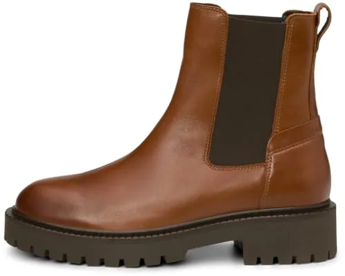 MARC O'POLO Chelsea Boots aus edlem Rindleder, Damen Gr. 41, cognac - Wanderschuhe aus hochwertigem Rindleder mit rutschfester TR-Laufsohle und Memory Foam Innensohle für optimalen Komfort. Stilvoll für Büro und Freizeit, Made in Portugal.