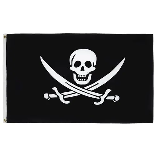 AZ FLAG - Flagge Pirat Jack Rackham - 90x60 cm - Piraten Totenkopf Fahne 100% Polyester mit Messing-Ösen - 50g