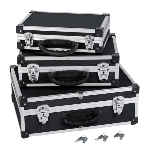 Alukoffer schwarz 3-in-1 Werkzeugkoffer Set Universalkoffer Transportkoffer