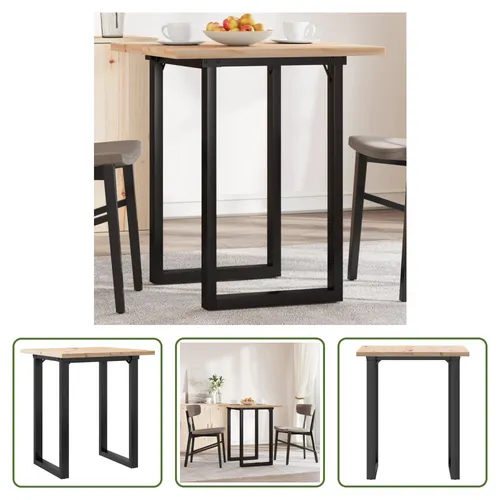 The Living Store Esstisch O-Gestell 70x70x75,5 cm Massivholz Kiefer & Gusseisen