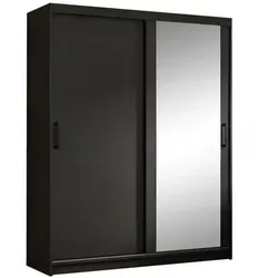 Beautysofa Schwebetürenschrank Schwarz 160x205x60 cm