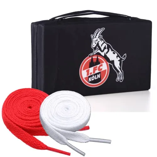 King of Trade 1. FC Köln Sitzkissen Klappkissen schwarz „Logo + 2 Paar Fan-Schnürsenkel