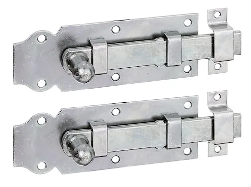 Alberts 2 x Türriegel mit Knopfgriff & Schlaufe - Hochwertige Torschließer aus verzinktem Stahl, korrosionsbeständig und langlebig. Ideal für den zuverlässigen Einsatz im Innen- und Außenbereich. Packung enthält 2 Stück.