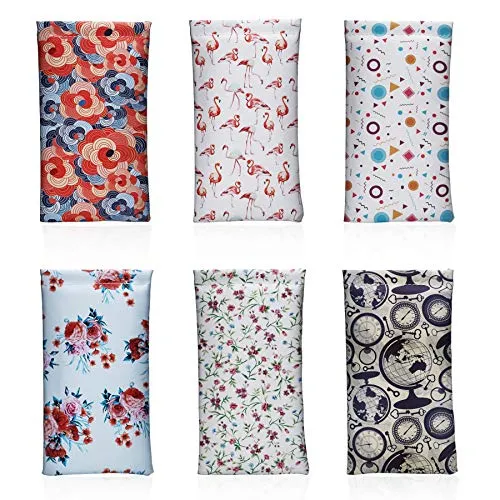 Hifot Brillenetui aus Leder, 6 Stück, PU-Leder, tragbar, Reise, weich, Sonnenbrillenbeutel, Brillentasche für Damen, Herren, Kinder