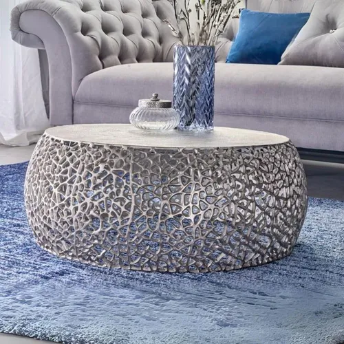 Extravaganter Couchtisch RIXOS in silber von LebensWohnArt