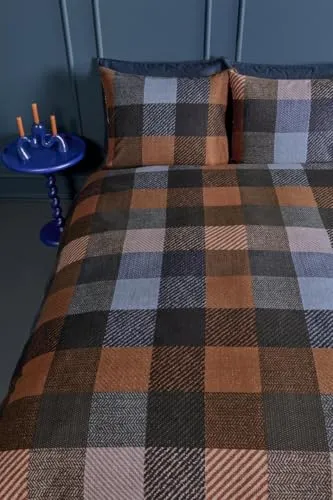 Beddinghouse Beckett Bettwäsche-Set 2 TLG. - 155x220 - Blau - Flanell mit Reißverschluss - Bettwäsche-Set aus 100% Baumwolle, ideal für jede Jahreszeit. Pflegeleicht, bis 60 Grad waschbar und trocknergeeignet. Stilvolles Design mit praktischem Reißverschluss für einfachen Bezugwechsel.