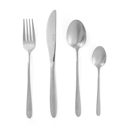 Russell Hobbs Geometric 16-teiliges Besteck-Set, Edelstahl essbesteck set mit geometrischem Griff, set 4 personen cutlery, Enthält 4 Messer, 4 Gabeln, 4 Esslöffel, 4 Teelöffel