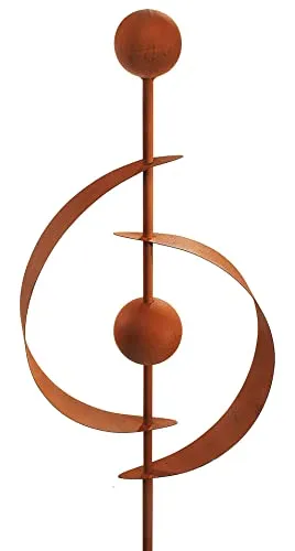 Kobolo Gartenstecker Rusty Saturn, 103 cm, braun, Metall in Rostoptik, moderner Kugel-Dekostecker, wetterfest & stabil, stilvolle Gartendeko für Terrasse, Balkon, Blumenbeet & Vorgarten