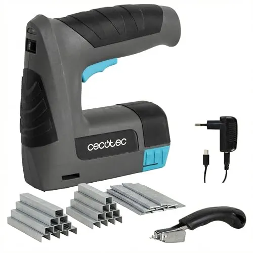 Cecotec Akku-Tacker FastTacker 4000. 4 V 1500 mAh, für Klammern & Nägel, inkl. 8000 Klammern, 1000 Nägel, Entklammerer, Einstechtiefe bis 10 mm, auch für DIY & Polstern, für Außen & Garten