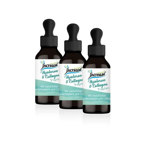 increase NATURALLY Liposomales Hyaluron & Collagen Tropfen 2000mg - 3 für 2 Angebot - Hochwertige Tropfen aus natürlichen Rohstoffen mit 2000 mg Hyaluron & Collagen pro Tag. Ideal für die tägliche Pflege und zum Mischen mit Getränken. 3 Flaschen im Angebot, perfekt für den langfristigen Gebrauch.