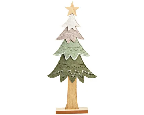matches21 HOME & HOBBY Dekofigur Grüne Tannenbaum Dekofigur, Kunstfelloptik, in 26x55x6 cm (1 St), Festliche Weihnachtsdeko Aufsteller mit Holzsockel
