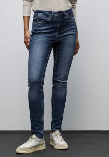 Street One Damen Slim Fit Jeans 3716471 - Dark Blue Random, 34W x 28L - Hochwertige Slim Fit Jeans mit High Waist und Slim Legs in dunkelblauer Waschung, ideal für einen modischen Look. Perfekte Passform und 5-Pocket-Style für vielseitige Outfit-Kombinationen.