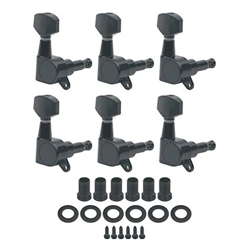 Unxuey 6R String Tuning Pegs Keys Tuner Maschinenkopfknopf für Strat Tele Black für E-Gitarre