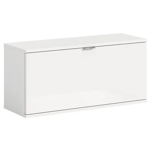 xonox.home Sitzbank/Kommode Projekt X X07A9637 - Garderobenschränke: Stilvolle Sitzbank in Weiß Hochglanz mit praktischem Stauraum und elegantem Design für Ihren Eingangsbereich.