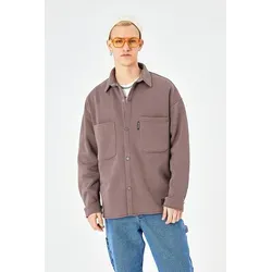 Hemdjacke aus Baumwolle in Oversize Fit Übergangsjacke (M) Braun - Braun
