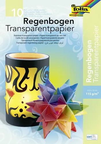 folia Regenbogen-Transparentpapiermappe 230 x 320 mm - 10 Blatt in leuchtenden Farben, ideal für kreative Bastelprojekte und Präsentationen, Kategorie: Sonstige