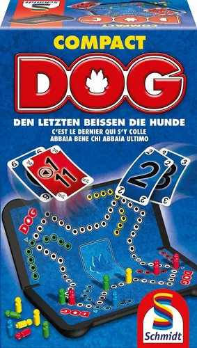Schmidt Spiele Spiel Dog Compact - Spannendes Gesellschaftsspiel für 2-4 Spieler, ideal für Familienabende ab 8 Jahren
