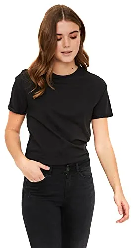 Noisy May Damen 27010978 T-Shirt, Schwarz Black, 36 (Herstellergröße: S)