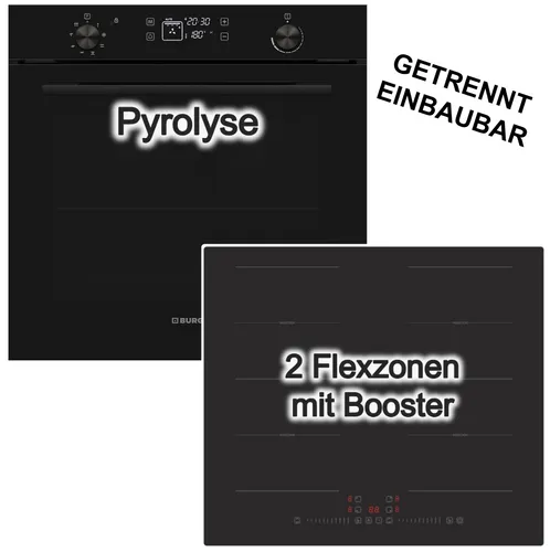 Herdset Backofen Pyrolyse + PKM Induktionskochfeld 2 Flexzonen