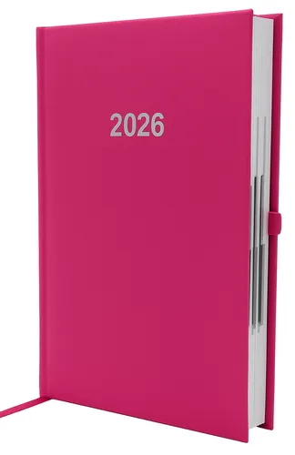 ADINA Buchkalender Chefplaner A5 pink 1 Tag 1 Seite 2026 - Kalender A5 für optimale Organisation mit 1 Seite pro Tag, inklusive Wochenenden. Perfekt für detaillierte Planungen mit zahlreichen Zusatzfunktionen und edlem Design.