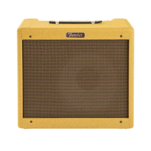 Fender Blues Junior IV MUSIC STORE Edition Gitarrenverstärker - Einkanaliger Röhren-Combo mit 15 Watt Leistung und exklusivem Lacquered Tweed Bezug. Der 12