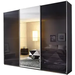 Schwebetürenschrank grau metallic mit Spiegel