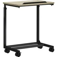 HOMCOM C-förmiger Beistelltisch - Höhenverstellbarer Ablagetisch für Wohnzimmer oder Lernzimmer, mit neigbarer Tischplatte für optimalen Komfort und mobiler Nutzung dank feststellbarer Rollen.