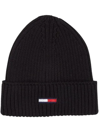 Tommy Hilfiger Herren Mütze Beanie TJM Flag Rib Beanie OneSize Schwarz