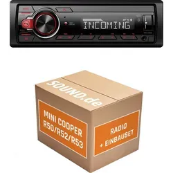 Autoradio Einbaupaket passend für Mini Cooper R50/R52/R53 + Multifunktionslenkrad | Bluetooth Telefonieren
