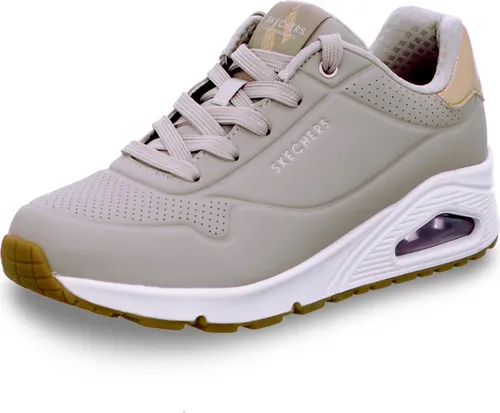 Skechers Damen UNO Golden Air Sneaker - Taupe, 40 EU - Damen-Sneaker mit synthetischem Durabuck Obermaterial und eleganten Goldakzenten für einen stylischen Look und optimale Flexibilität.
