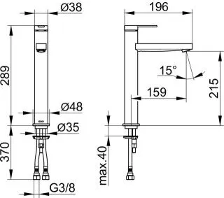 IXMO Einhebel-Waschtischmischer 210 Flat, Edelstahl-Finish