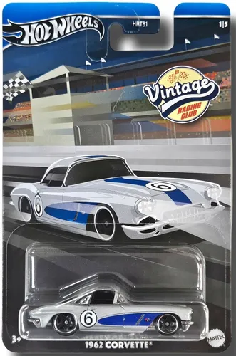 Hot Wheels 1962 Corvette Silver Vintage Racing 1:64 3 Inch Diecast Model Car