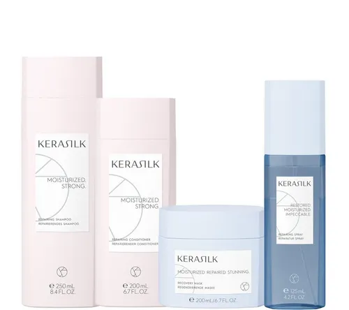 Kerasilk Haarpflege-Set Repair Routine, 4-tlg. - Komplettset zur intensiven Pflege von strapaziertem Haar. Mit hochwertigen Produkten, die die Haarstruktur regenerieren und für Geschmeidigkeit sorgen. Ideal für geschädigtes Haar, das Schutz und Stärke benötigt.