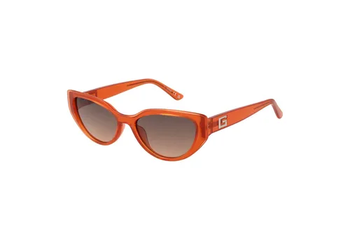 Guess Sonnenbrille GU7910 44F 52 - Stylishe Katzenaugen - Sonnenbrillen für Damen von Guess mit 100% UV-Schutz, trendigem Katzenaugen-Design und orangefarbenem Kunststoffrahmen. Ideal für einen modischen Look im Freien.