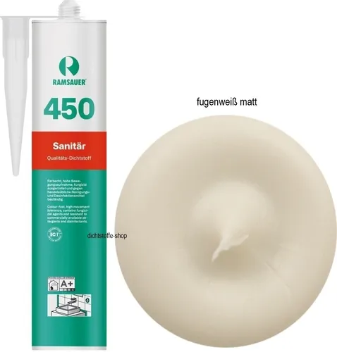 Ramsauer 450 Sanitär Silicon Fugen Dichtstoff 310ml Kartusche fugenweiß MATT