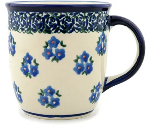 Bunzlauer Keramik Becher 350 ml, Kaffeebecher Teetasse Dekor 224a - Becher aus traditioneller Bunzlauer Keramik, handbemalt und spülmaschinengeeignet, ideal für Kaffee oder Tee und ein stilvolles Highlight auf jedem Tisch.