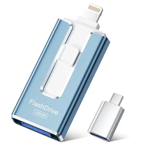 SUDEHO USB Stick 256 GB für iPhone, MFi-zertifiziert, 4-in-1 Speicherstick